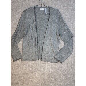 Liz Claiborne Collection‎ Women sz L Silk, Cashmere Beaded Cardigan Preppy Luxe